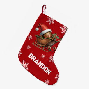 Petite Chaussette De Noël Joli nom de traîneau de Noël de football rouge de