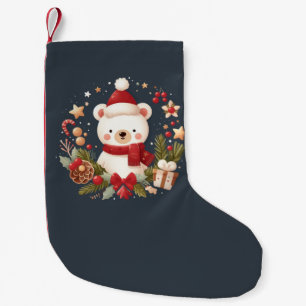 Petite Chaussette De Noël Joli ours de Noël/d'hiver en couronne