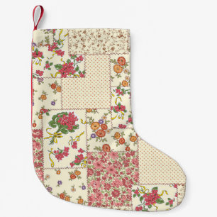 Petite Chaussette De Noël Joli Patchwork Floral Conception transparente