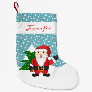 Petite Chaussette De Noël Joli Père Noël d'hiver avec nom personnalisable