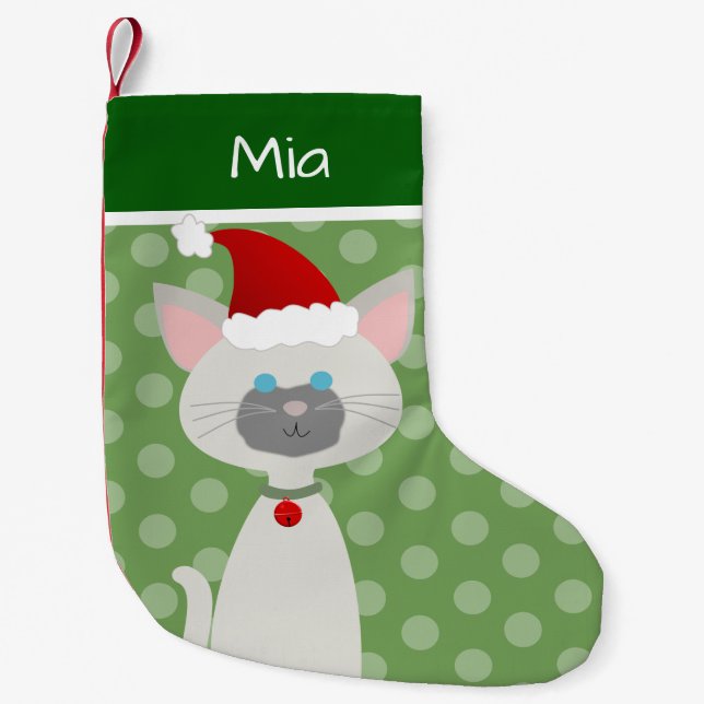 Petite Chaussette De Noël Joli Père Noël Kitty Petit Stocking de Noël (Devant)