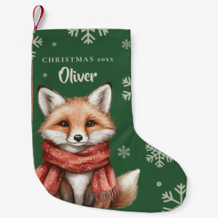 Petite Chaussette De Noël Joli renard de Noël avec Écharpe