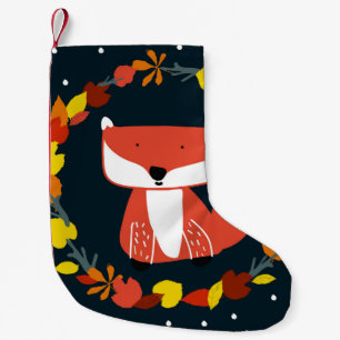 Petite Chaussette De Noël Joli renard sur un arrière - plan coloré
