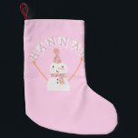 Petite Chaussette De Noël Joli rose Noël Snowman Enfants Personnalisé<br><div class="desc">Ce bas comprend un adorable bonhomme de neige rose et orange. Parfait pour les enfants pour les vacances. Un nom peut être ajouté à la bannière.</div>