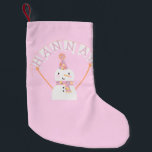 Petite Chaussette De Noël Joli rose Noël Snowman Enfants Personnalisé<br><div class="desc">Ce bas comprend un adorable bonhomme de neige rose et orange. Parfait pour les enfants pour les vacances. Un nom peut être ajouté à la bannière.</div>