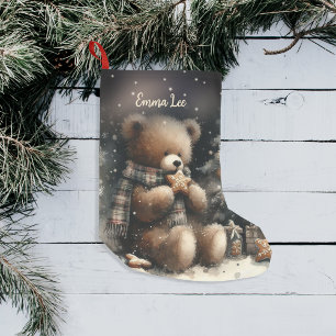 Petite Chaussette De Noël Joli Teddy Bear Monogramme de Noël