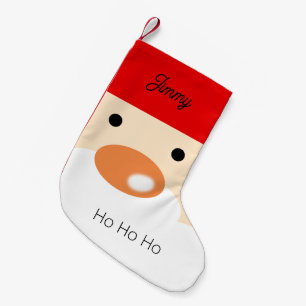 Petite Chaussette De Noël Joli visage de Père Noël et nom personnalisé Ho Ho