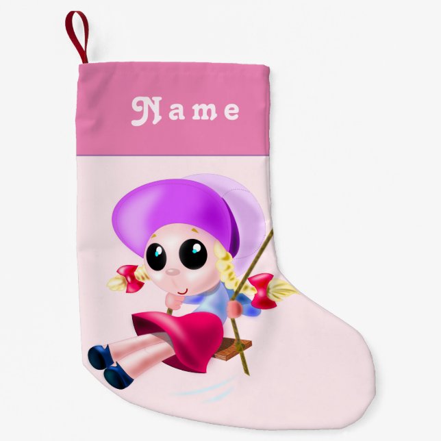 Petite Chaussette De Noël Jolie Fille - Ajouter Votre Nom (Devant)