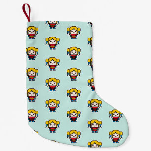 Petite Chaussette De Noël Jolie fille pixellisée jetez oreiller poche montre