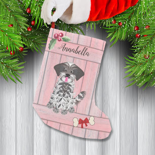 Petite Chaussette De Noël Jolie fille Shih Tzu Pink Fence Monogramme