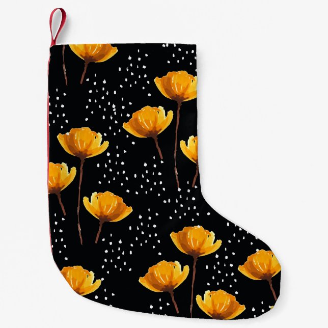 Petite Chaussette De Noël Jolie fleur et pois illustration motif (Devant)