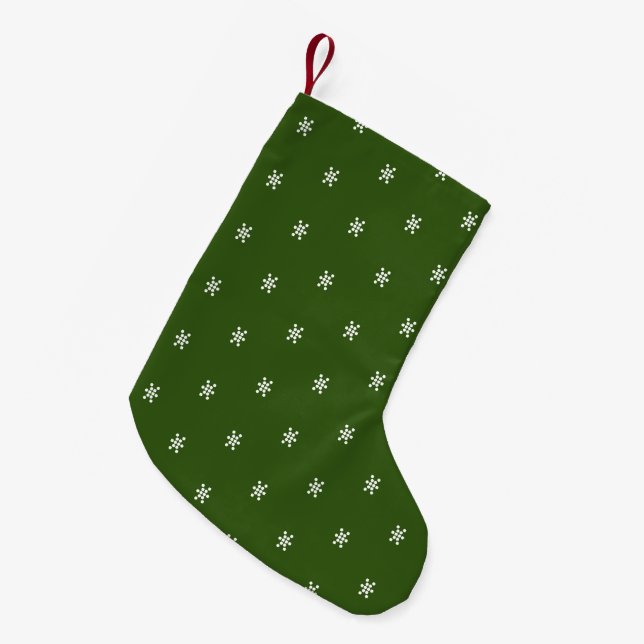 Petite Chaussette De Noël Jolie forêt vert blanc flocon motif (Devant (Accrochage))