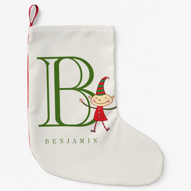 Petite Chaussette De Noël Jolie Magie Noël Nom Elfe Monogramme Vacances (Devant)