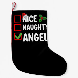Petite Chaussette De Noël Jolie méchante liste de Noël ange famille vacances