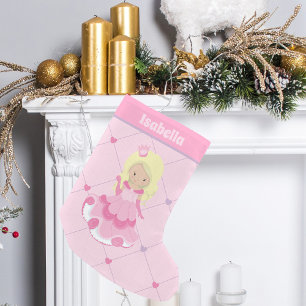 Petite Chaussette De Noël Jolie princesse rose Blonde Fille fête d'anniversa