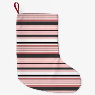 Petite Chaussette De Noël Jolies rayures grises roses