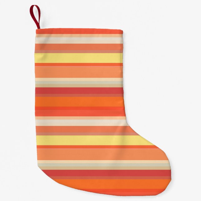 Petite Chaussette De Noël Jolies rayures orange rouge  (Devant)
