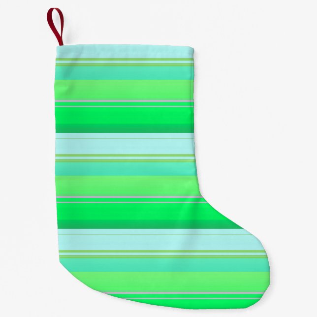 Petite Chaussette De Noël Jolies rayures vert aqua (Devant)