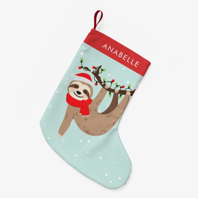 Petite Chaussette De Noël Jote Noël Sloth Personnalisé (Devant (Accrochage))