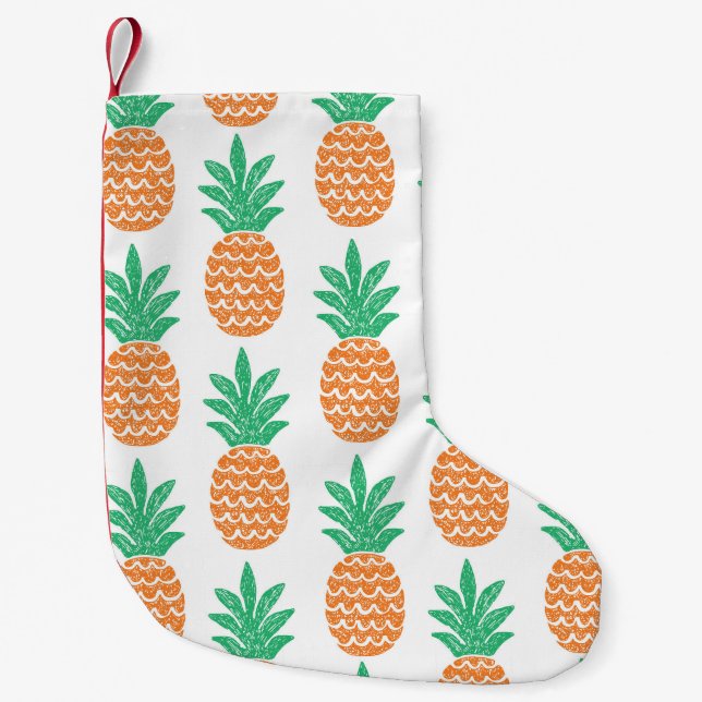 Petite Chaussette De Noël Jouer à l'ananas : Plaisir Motif amusant. (Devant)