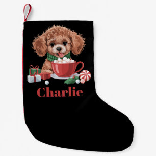 Petite Chaussette De Noël Jouet Poodle Personnalisé Nom Amoureux de Chien No