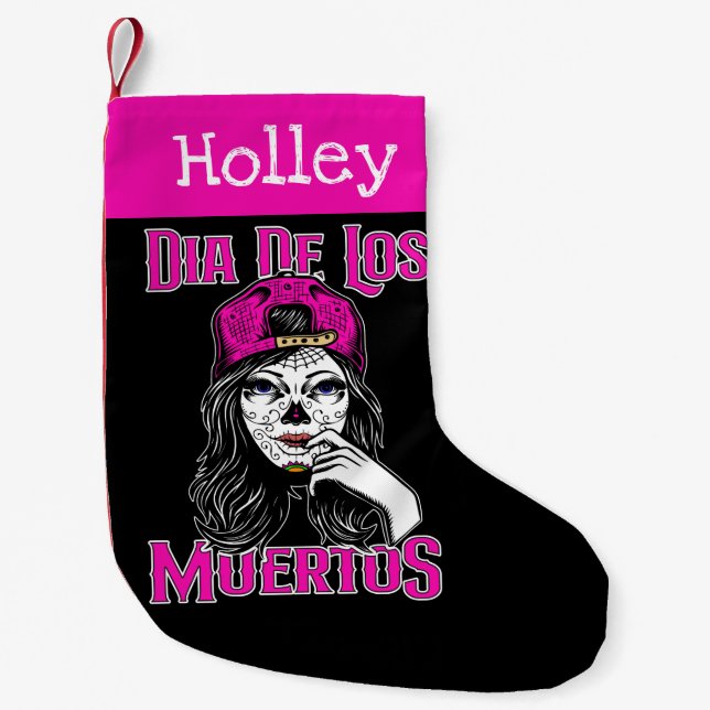 Petite Chaussette De Noël Jour Du Crâne À Sucre Dead Dia De Los Muertos (Devant)