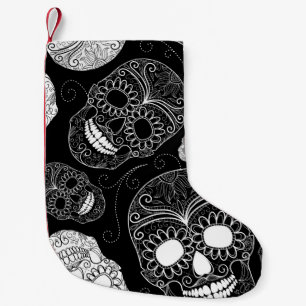 Petite Chaussette De Noël Jour du noir et du blanc morts d'art de mosaïque
