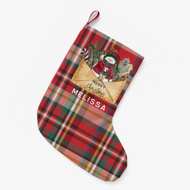 Petite Chaussette De Noël Jours fériés rustiques mignonnes Plaid Personnalis (Devant (Accrochage))