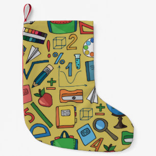 Petite Chaussette De Noël Jours scolaires : Motif des fournitures Vintages