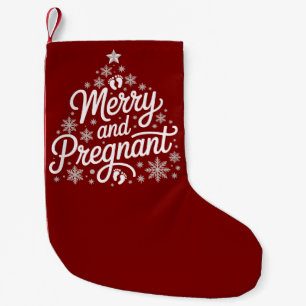 Petite Chaussette De Noël Joyeuse et enceinte Empreintes de maternité Grosse