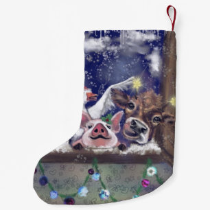 Petite Chaussette De Noël Joyeuse ferme amusant Noël Stocking