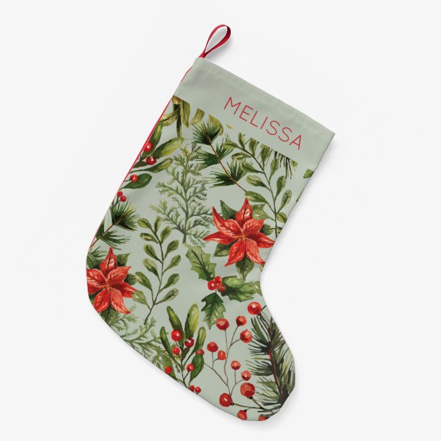 Petite Chaussette De Noël Joyeuses vacances verdure Festive Famille (Devant (Accrochage))