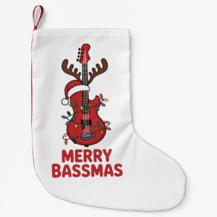 Petite Chaussette De Noël Joyeux Bassmas Bass Guitar Typographie Chapeau de