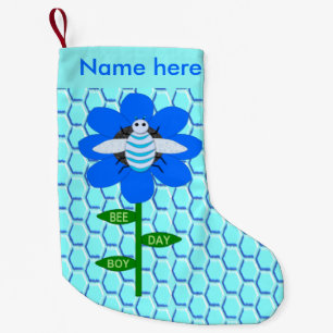 Petite Chaussette De Noël Joyeux Bee Day Boy Blue Birthday Bumblebee Custom