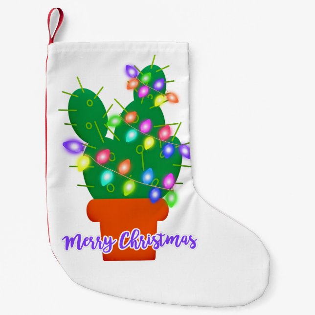 Petite Chaussette De Noël joyeux cactus de noël (Devant)