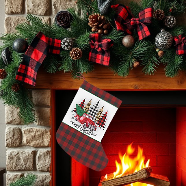 Petite Chaussette De Noël Joyeux camion de Noël et arbres (Créateur téléchargé)