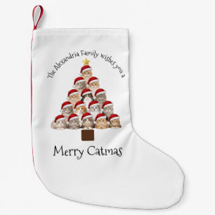 Petite Chaussette De Noël Joyeux Cat Noël Personnalisé Famille Noël Fêtes