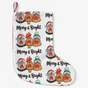 Petite Chaussette De Noël Joyeux De Poulet Et Vacances À La Ferme De Noël