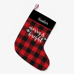 Petite Chaussette De Noël Joyeux et brillant Buffalo Rustique Plaid Personna