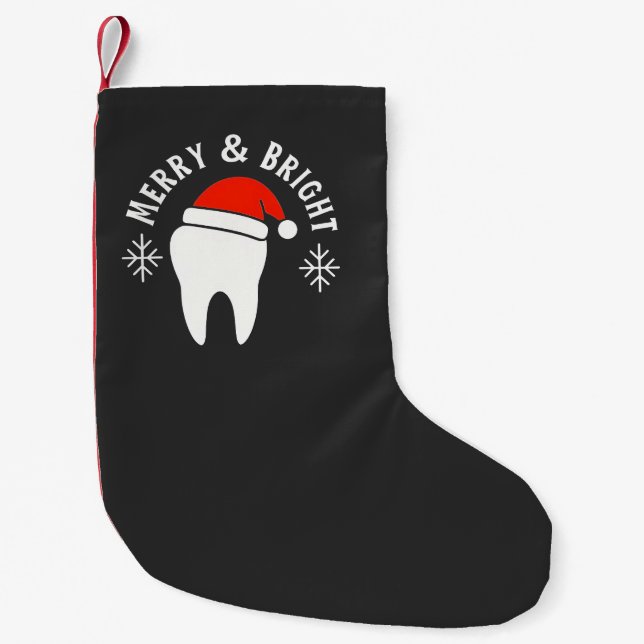Petite Chaussette De Noël Joyeux et brillant dentiste dentaire Noël (Devant)