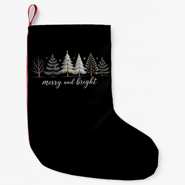 Petite Chaussette De Noël Joyeux et brillants arbres Noël Vacances hiver (Devant)