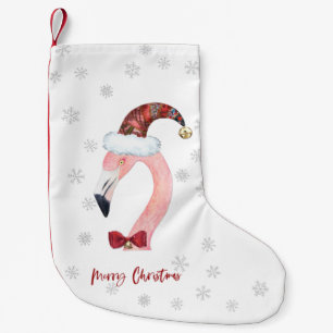 Petite Chaussette De Noël Joyeux Flamant rose de Noël Père Noël moderne Noël