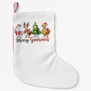 Petite Chaussette De Noël Joyeux Goosemas Oie de Noël portant le chapeau du 