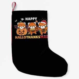 Petite Chaussette De Noël Joyeux Hallothanksmas Pandas Noël Panda Rouge