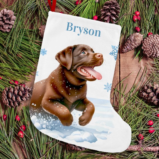 Petite Chaussette De Noël Joyeux Labrador Retriever Puppy Chien Snowflakes (Créateur téléchargé)