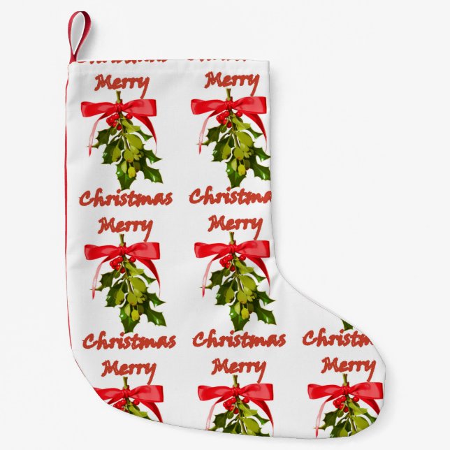 Petite Chaussette De Noël joyeux mistletoe de noël (Devant)
