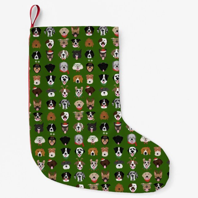 Petite Chaussette De Noël Joyeux Motif visage chien de Noël (Devant)