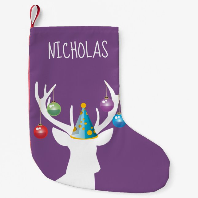 Petite Chaussette De Noël Joyeux Noël Anniversaire Deer Stocking (Devant)