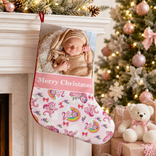 Petite Chaussette De Noël Joyeux Noël bébé photo Unicorn