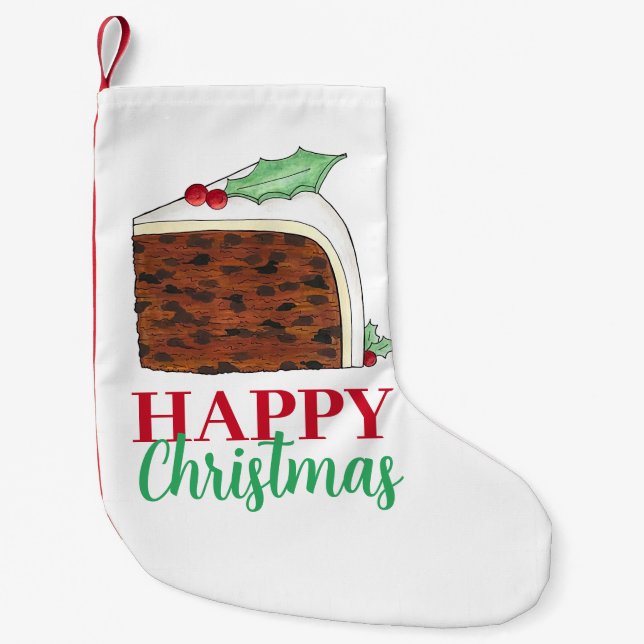 Petite Chaussette De Noël Joyeux Noël britannique British Cake Slice Festive (Devant)